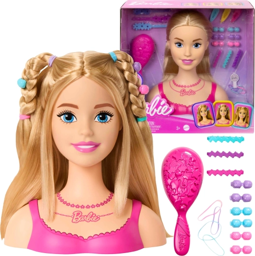 Barbie hoofd om te kammen en te stylen met accessoires, 20 delen