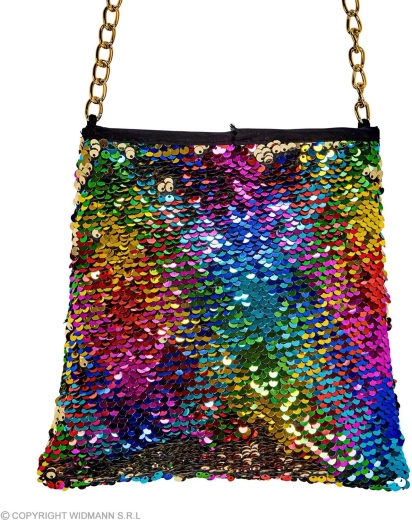 Tas met omkeerbare pailletten regenboog/goud