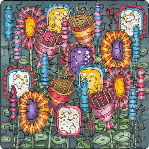 Vierkante puzzel CURIOSI Q Silver – kleurrijke bloemen, 72 stukjes