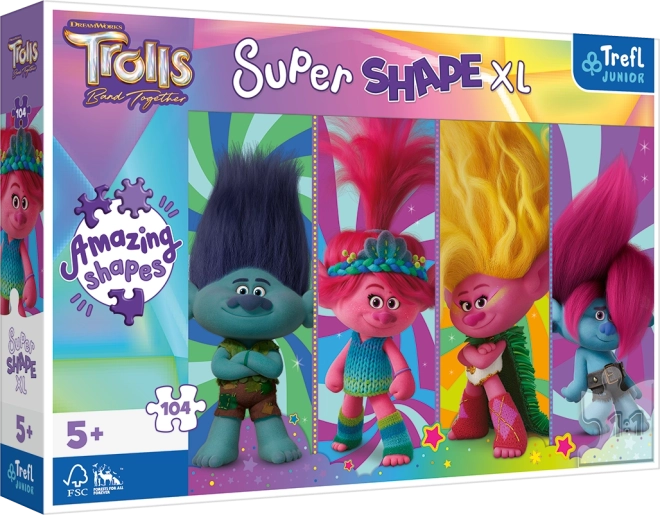 Trefl puzzel Super Shape XL Trolls: trollenspel 104 stukjes