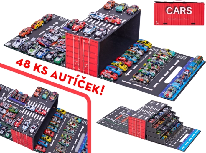 Set van 48 metalen raceautootjes met pullback-mechanisme