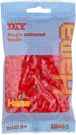Hama Midi strijkkralen – transparant rood (1000 stuks)