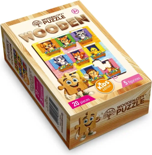 Houten puzzel Wooden City Diertjes in een sprookjeshuis, 20 stukjes