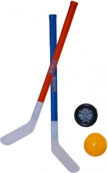Kunststof veldhockeysticks 72 cm met floorbalbal en puck (2 stuks)