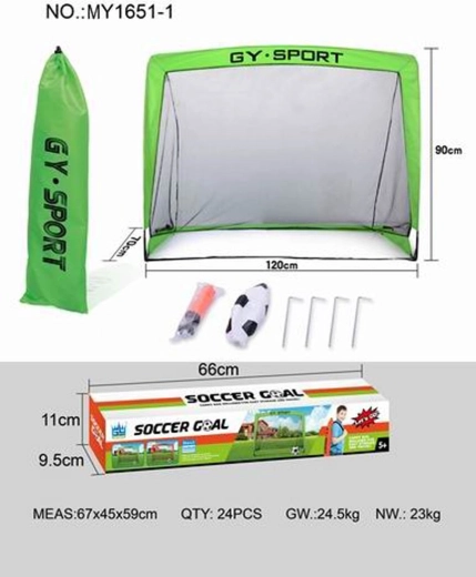 Opvouwbaar voetbaldoel groen met accessoires