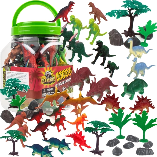 Dinosaurusspeelgoed in emmer met accessoires 40 stuks BOLEY