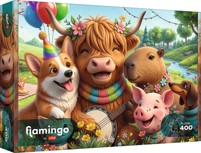 Trefl puzzel Flamingo: verjaardagsbende 400 stukjes