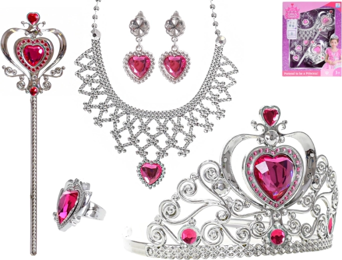 Beautyset voor prinses – kroon, scepter en sieraden