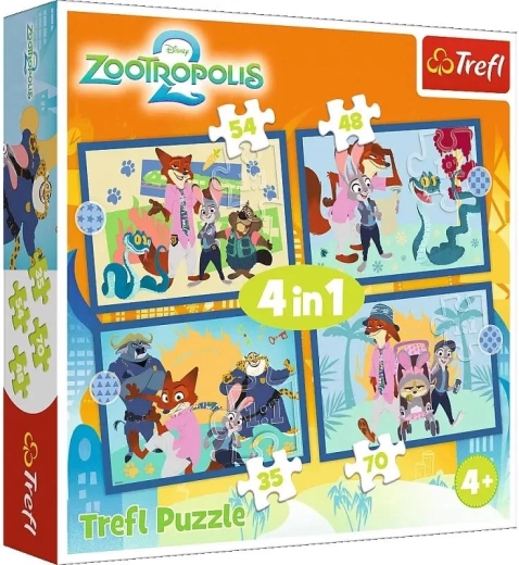 Puzzel 4-in-1 Zootopia vol avontuur