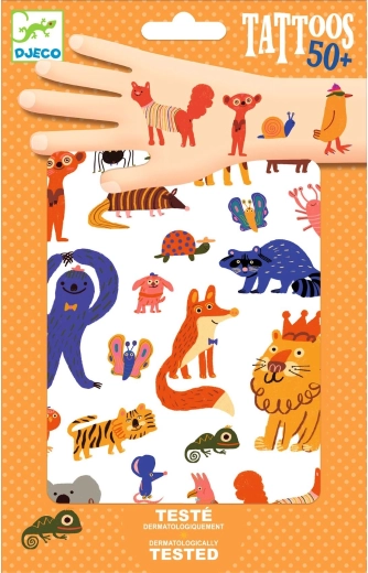 Djeco tatoeages kleurrijke dieren