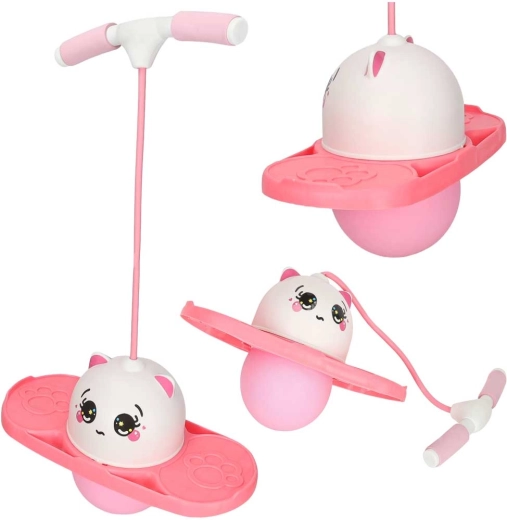 Kinder springende pogo jumper voor balans wit-roze