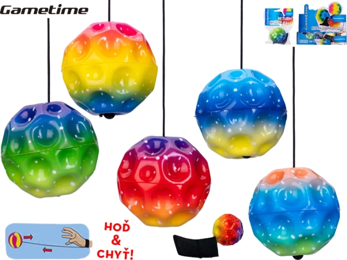 Schuimrubberen terugkaatsbal aan elastiek voor kinderen