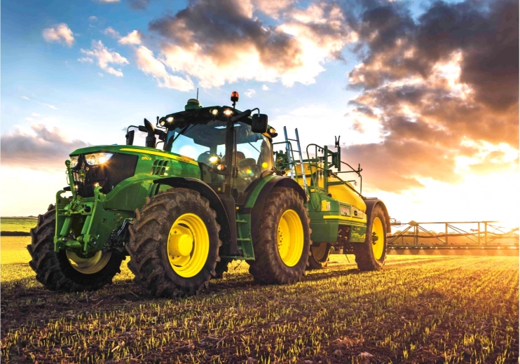Diamantschilderij John Deere Traktor op het veld 30x40cm
