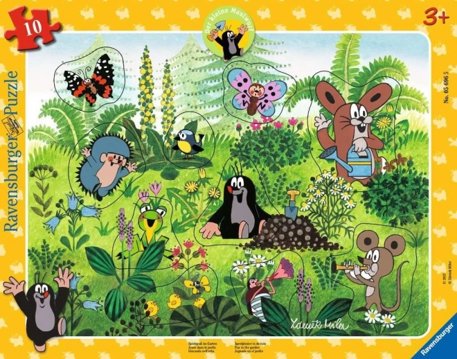 Ravensburger inlegpuzzel Mol – plezier in de tuin, 10 stukjes