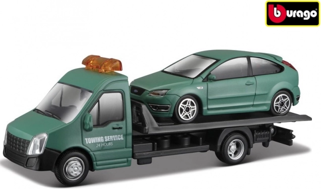 Bburago takelwagenmodel met Ford Focus ST op schaal 1:43