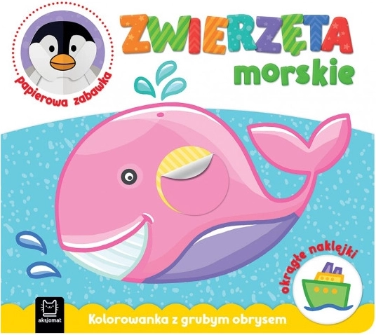 Papieren speelgoed en kleurboek met dikke contouren – Zeedieren, ronde stickers