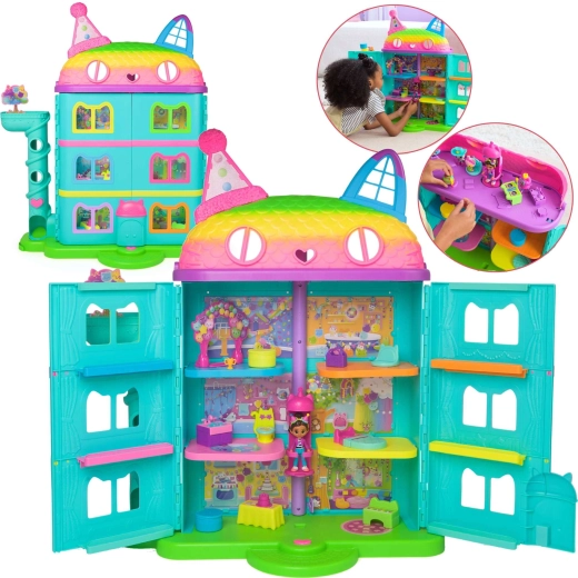 Outlet regenboogpoppenhuis van Gabby met lift en pop Gabby's Celebration Dollhouse met geluiden