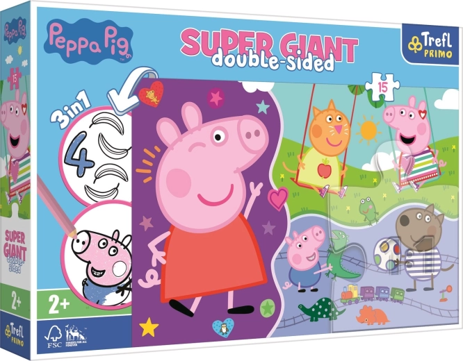 Reusachtige puzzel van 15 stukken – ontdek de vrolijke PEPPA PIG