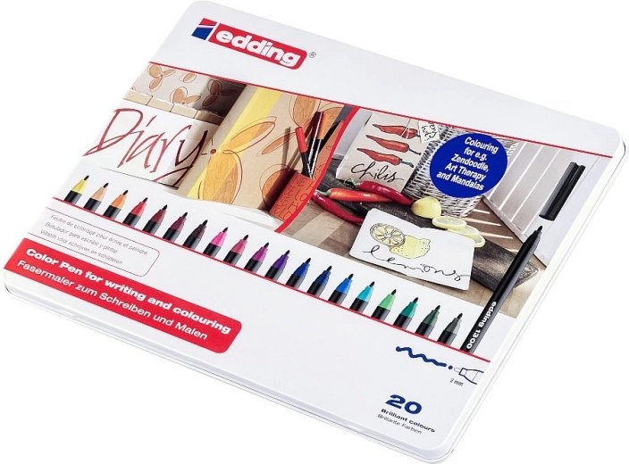 Fixy edding 1300 – set van 20 kleuren in metalen doos