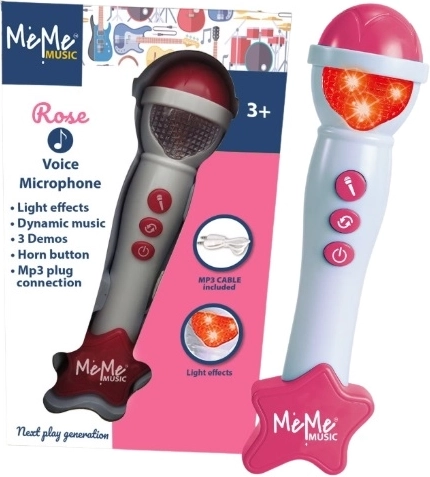 Meme kindermicrofoon met licht- en geluidseffecten (roze)