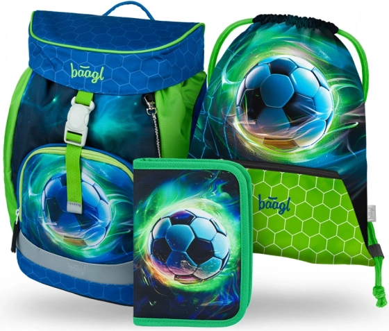 School Rugzak, Etui en Zak Baagl Airy Voetbal Bal Set