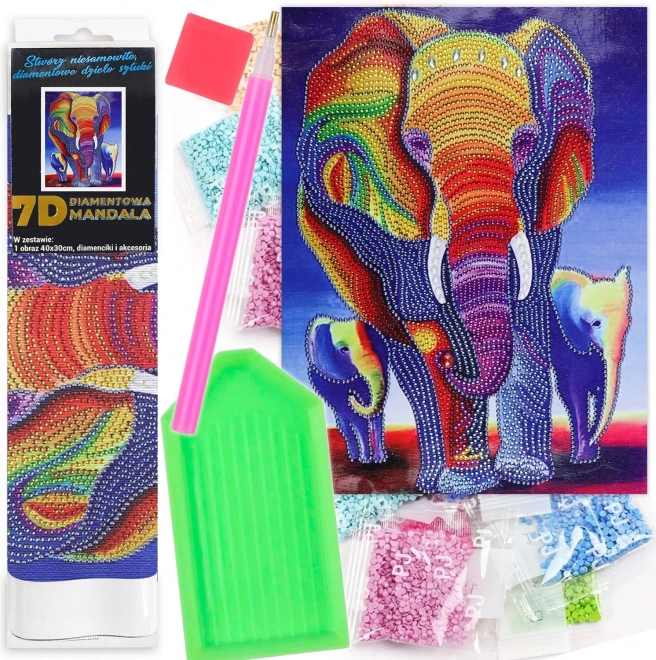 Mandala Diamantmozaïek 7D Kleurrijke Olifant 1006613