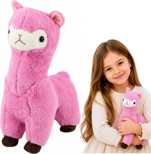 Pluchen alpaca (lama) roze 28 cm - 1 stuk
