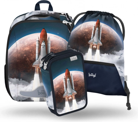Baagl schoolset Space Shuttle: boekentas, etui, zak