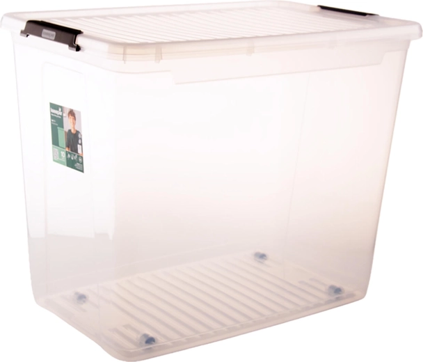 Opbergbox 74 l met deksel en wieltjes