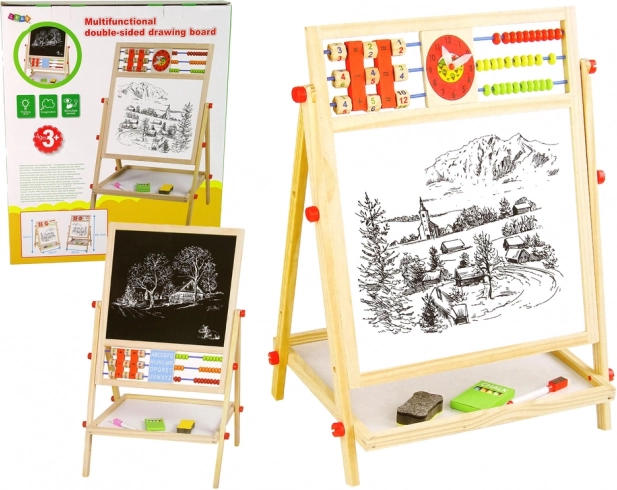Tekenbord Dubbelzijdig houten schoolbord 2-in-1