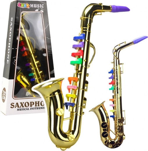 Kinder muziekinstrument – gouden saxofoon