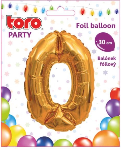 Folieballon cijfer 0, 30 cm, goud TORO