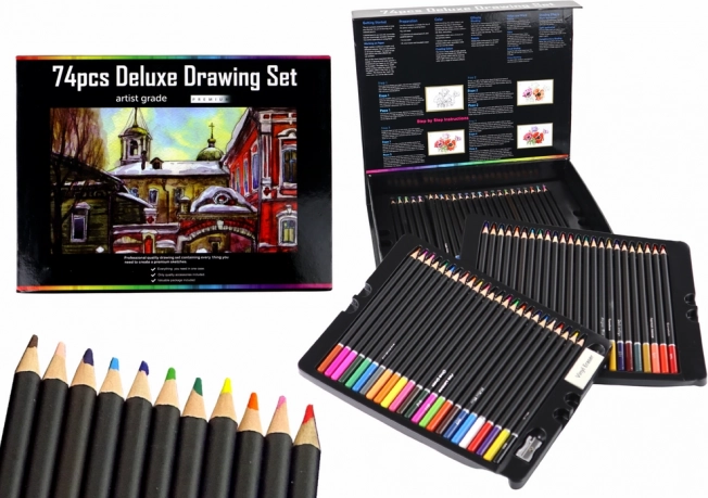 Teken set in magnetische box, 74 delen