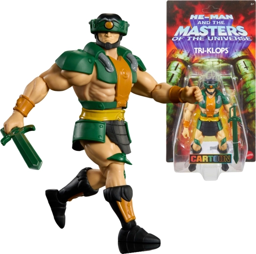 Masters of the Universe Origins-figuur Tri‑Klops met helm en zwaard