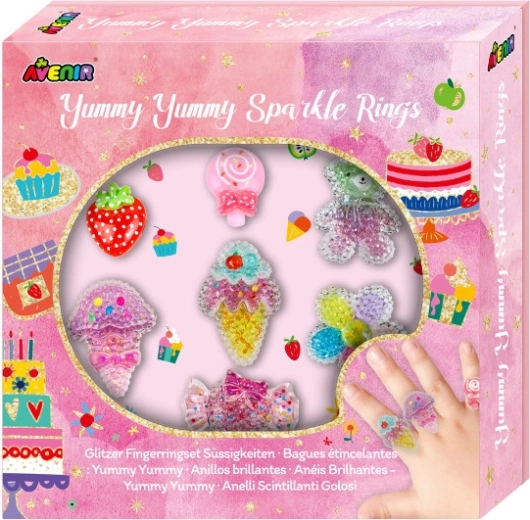 Glitter ringen Smakołyki – set van 7 stuks