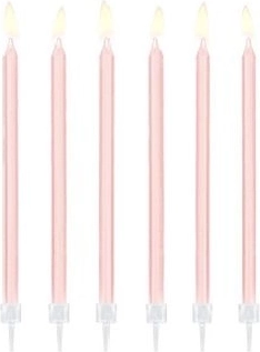 Gladde verjaardagstaartkaarsjes lichtroze 14 cm (12 stuks)