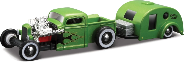 Maisto Design Tow & Go Chevrolet pick-up met caravan