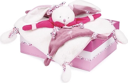 Doudou geschenkset met roze pluche konijntje knuffeldoek