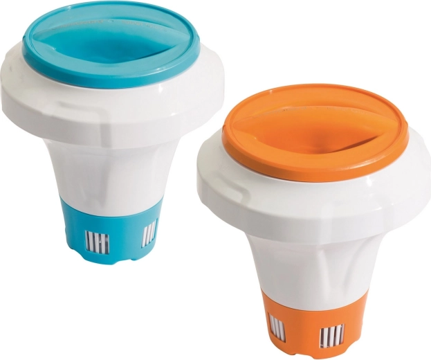 Drijvende BESTWAY chemiedispenser met rubberen handgreep, oranje