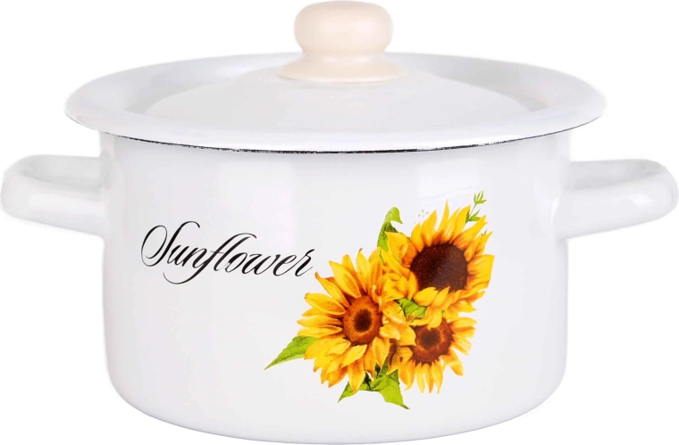 Geglazuurde pan met deksel 2 l Zonnebloem