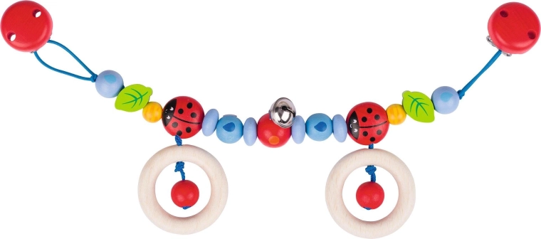 Kinderwagenketting met lieveheersbeestje en clips