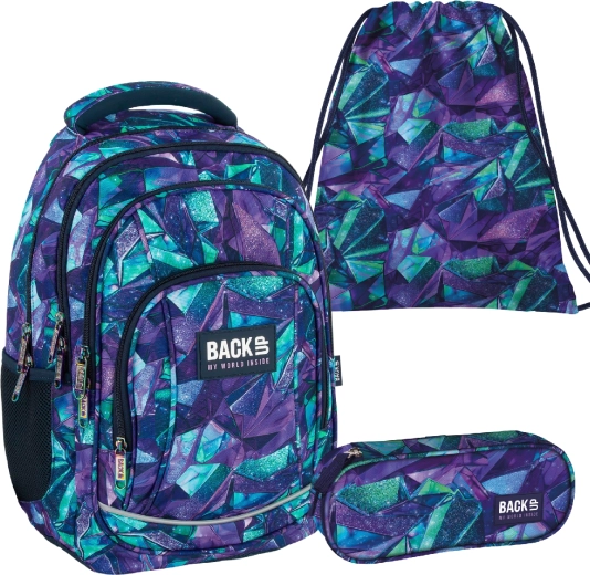 Schoolset BackUP Crystal 3-in-1 (rugzak, etui-penaal en gymtas)