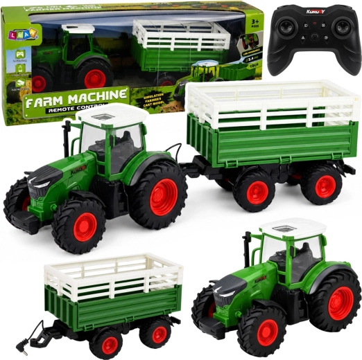 Tractor met afstandsbediening met kipperaanhanger 1:24 met verlichting