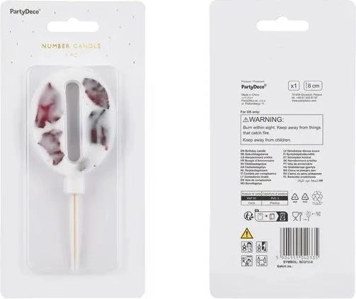 Verjaardagskaars cijfer 0 wit 8 cm