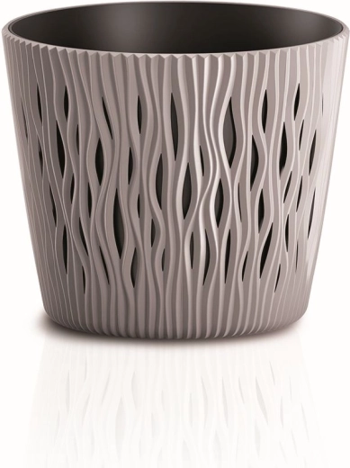 Bloempot Sandy Round met inzet, mocca