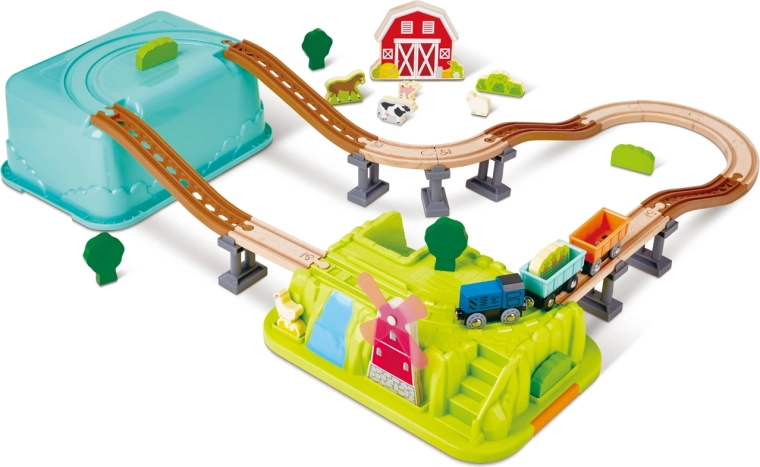 Treinbaan boerderij in opbergbox, 40 delen