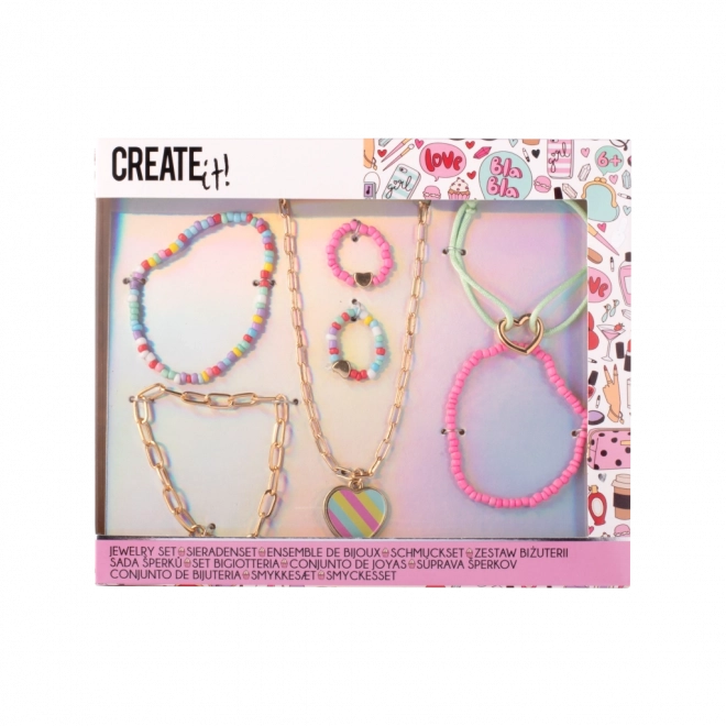 sieradenset create it! kinderbijoux met armbanden, oorbellen en ketting