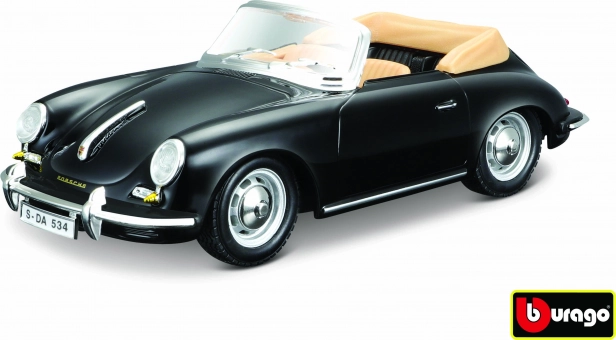Bburago Porsche 356 B Cabriolet zwart 1:24