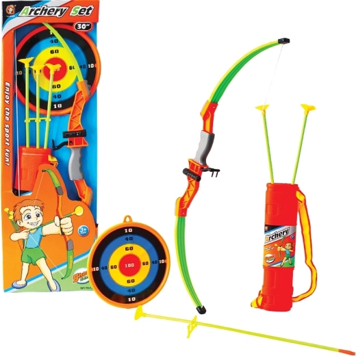 Kinderboog 76 cm met doel en 3 zuigpijlen