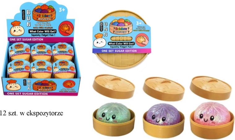Glitter squishy knijpbare antistress-dumpling